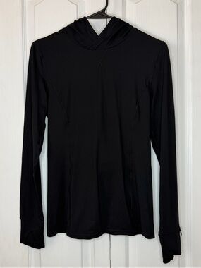 Fabletics Black Performance Hoodie XS Thumbhole Athletic Top